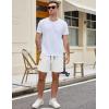 COOFANDY Men’s Casual Cotton Shorts Summer Beach 5 Inch Shorts Lightweight Drawstring Elastic Waist Chino Golf Shorts(White)