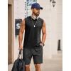COOFANDY Men’s Sleeveless Shirts Cotton Workout Tank Tops Casual Muscle Washed T Shirt Summer Beach Tee Loose Fit(Black)