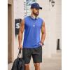 COOFANDY Men’s Sleeveless Shirts Cotton Workout Tank Tops Casual Muscle Washed T Shirt Summer Beach Tee Loose Fit(Light Blue)