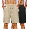 COOFANDY Men’s Beach Shorts 9″ Elastic Waist Drawstring Shorts Lightweight Regular Fit Casual Summer Shorts(Black/Light Khaki)