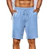 COOFANDY Men’s Beach Shorts 9″ Elastic Waist Drawstring Shorts Lightweight Regular Fit Casual Summer Shorts(Light Blue)