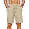 COOFANDY Men’s Beach Shorts 9″ Elastic Waist Drawstring Shorts Lightweight Regular Fit Casual Summer Shorts(Light Khaki)