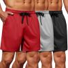 COOFANDY Men’s Gym Shorts 3 Pack Mesh Athletic Workout Shorts Lightweight Quick Dry Drawstring Shorts with Pockets(Black/Grey/Red)