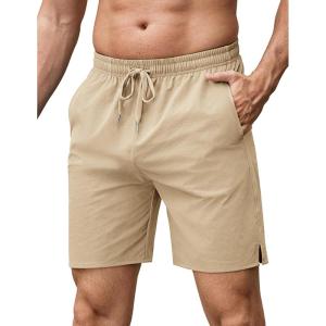 COOFANDY Men’s Athletic Running Shorts 7″ Quick Dry Lightweight Workout Gym Basketball Hiking Shorts with Pockets(Light Khaki)