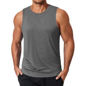 COOFANDY Mens Dry Fit Workout Tank Top Sleeveless Gym Muscle Shirt UPF 50+ Summer Running Athletic Tshirts(Medium Grey)
