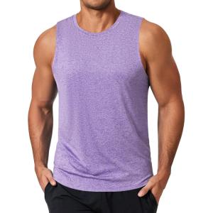 COOFANDY Mens Dry Fit Workout Tank Top Sleeveless Gym Muscle Shirt UPF 50+ Summer Running Athletic Tshirts(Purple)