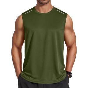COOFANDY Men’s Sleeveless Shirt Quick Dry Workout Tank Top Gym Muscle T Shirts Sport Athletic Tanks Moisture Wicking(Army Green)
