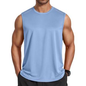 COOFANDY Men’s Sleeveless Shirt Quick Dry Workout Tank Top Gym Muscle T Shirts Sport Athletic Tanks Moisture Wicking(Light Blue)