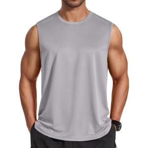 COOFANDY Men’s Sleeveless Shirt Quick Dry Workout Tank Top Gym Muscle T Shirts Sport Athletic Tanks Moisture Wicking(Light Gray)