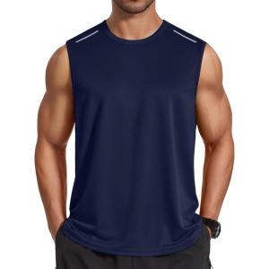 COOFANDY Men’s Sleeveless Shirt Quick Dry Workout Tank Top Gym Muscle T Shirts Sport Athletic Tanks Moisture Wicking(Navy)