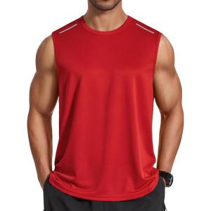 COOFANDY Men’s Sleeveless Shirt Quick Dry Workout Tank Top Gym Muscle T Shirts Sport Athletic Tanks Moisture Wicking(Red)