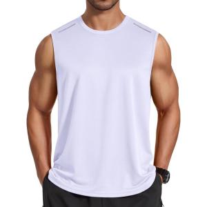 COOFANDY Men’s Sleeveless Shirt Quick Dry Workout Tank Top Gym Muscle T Shirts Sport Athletic Tanks Moisture Wicking(White)