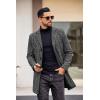 COOFANDY Mens Wool Blend Coat Winter Trench Coats Notched Lapel Collar Single Breasted Overcoat Classic Peacoat With Pockets(1black Plaid)