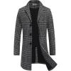 COOFANDY Mens Wool Blend Coat Winter Trench Coats Notched Lapel Collar Single Breasted Overcoat Classic Peacoat With Pockets(1black Plaid)