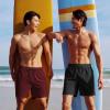 COOFANDY Men Swim Trunk with Compression Liner 2 in 1 Swimwear Bathing Suit Quick Dry Board Short(Dark Red)