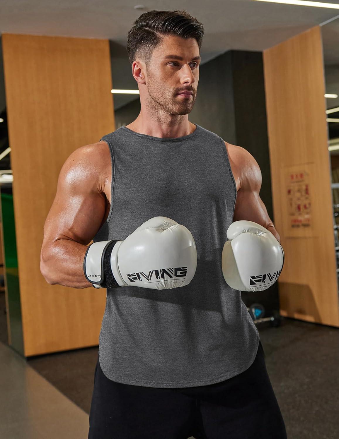 imageCOOFANDY Men Workout Tank Tops Sleeveless Gym Muscle Shirt Quick Dry Athletic Running Tee Shirts Summer LightweightDark Grey