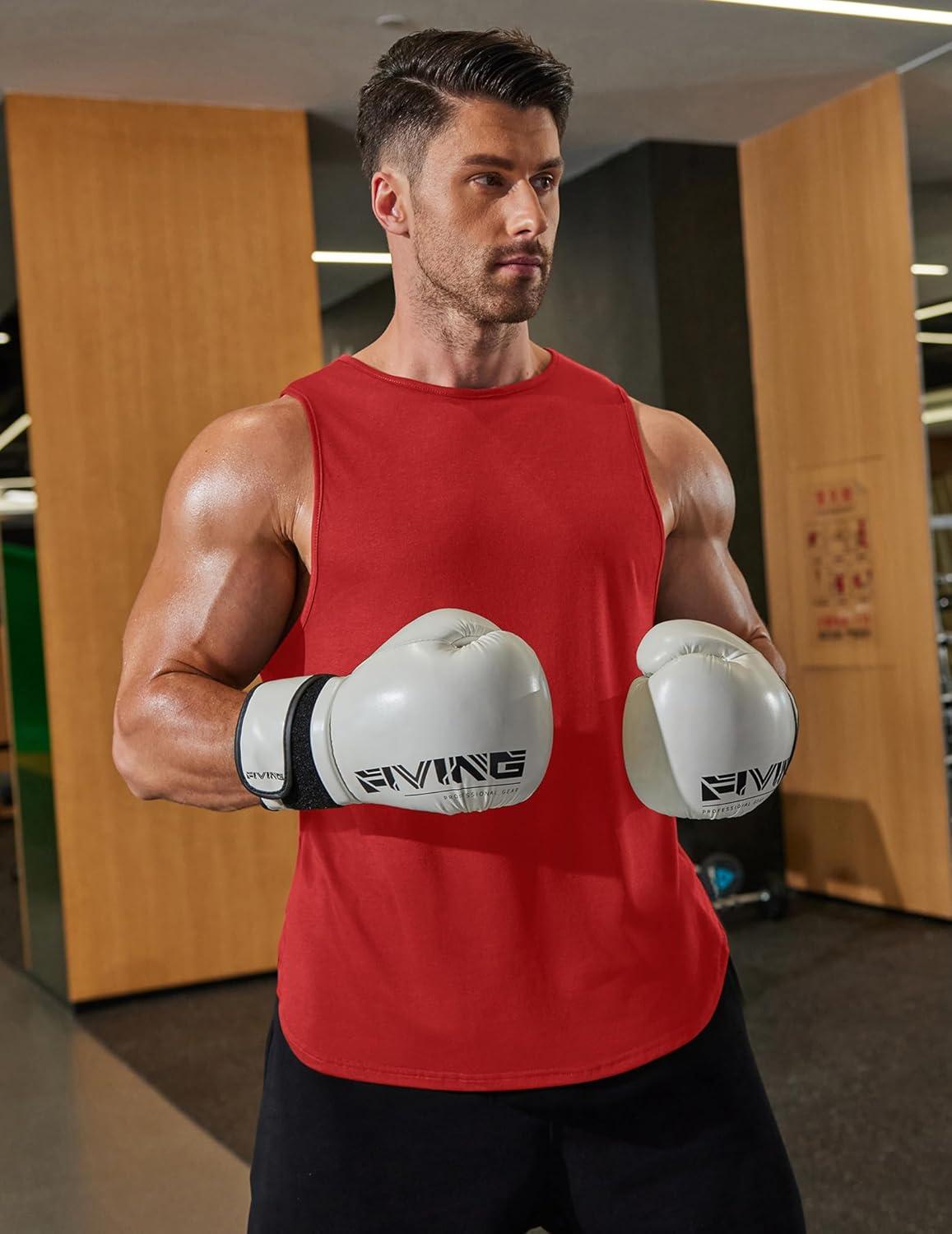 imageCOOFANDY Men Workout Tank Tops Sleeveless Gym Muscle Shirt Quick Dry Athletic Running Tee Shirts Summer LightweightRed
