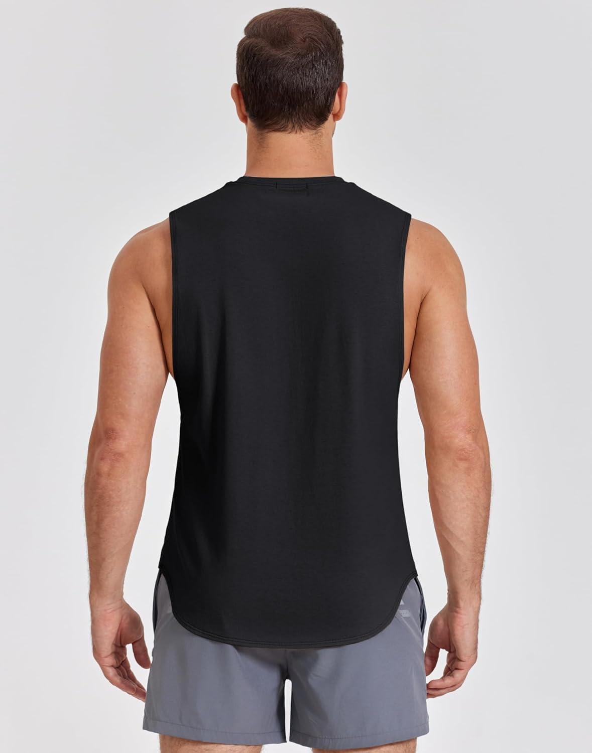 imageCOOFANDY Mens Workout Tank Tops Cotton Cut Off Sleeveless Muscle Shirts Gym Athletic Running T ShirtBlack