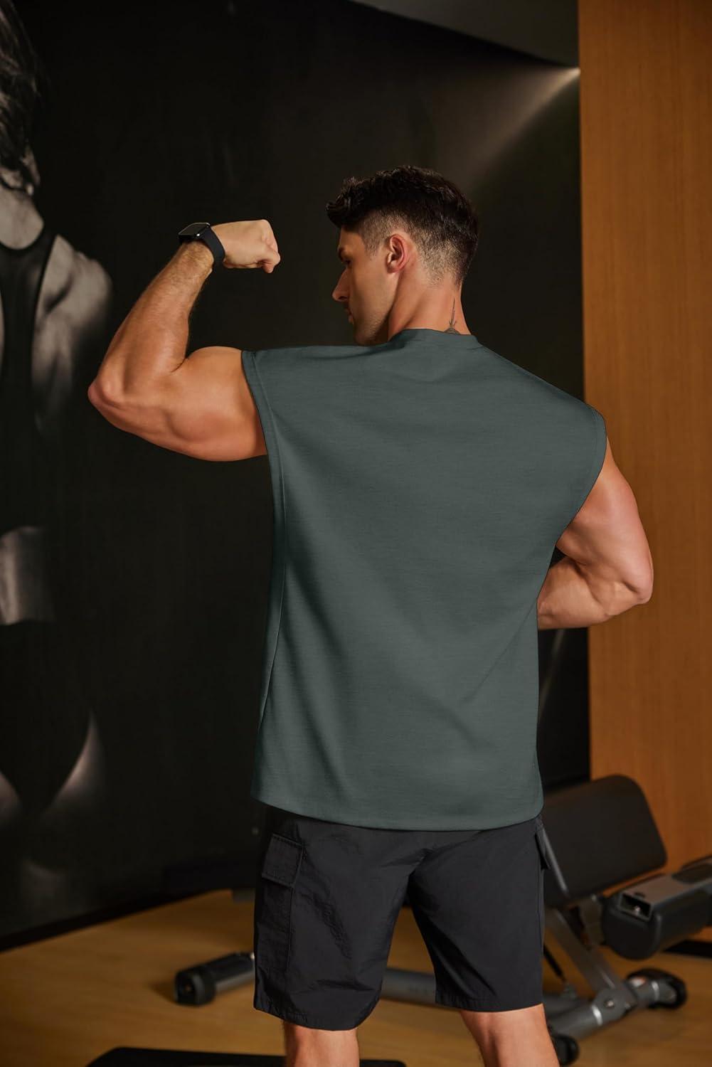 imageCOOFANDY Mens Workout Tank Tops Summer Sleeveless Tee Shirts Casual Stylish Gym Muscle Shirt Loose Fit for BasketballDark Army Green