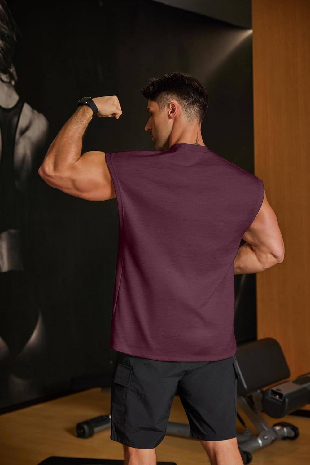 imageCOOFANDY Mens Workout Tank Tops Summer Sleeveless Tee Shirts Casual Stylish Gym Muscle Shirt Loose Fit for BasketballDark Red