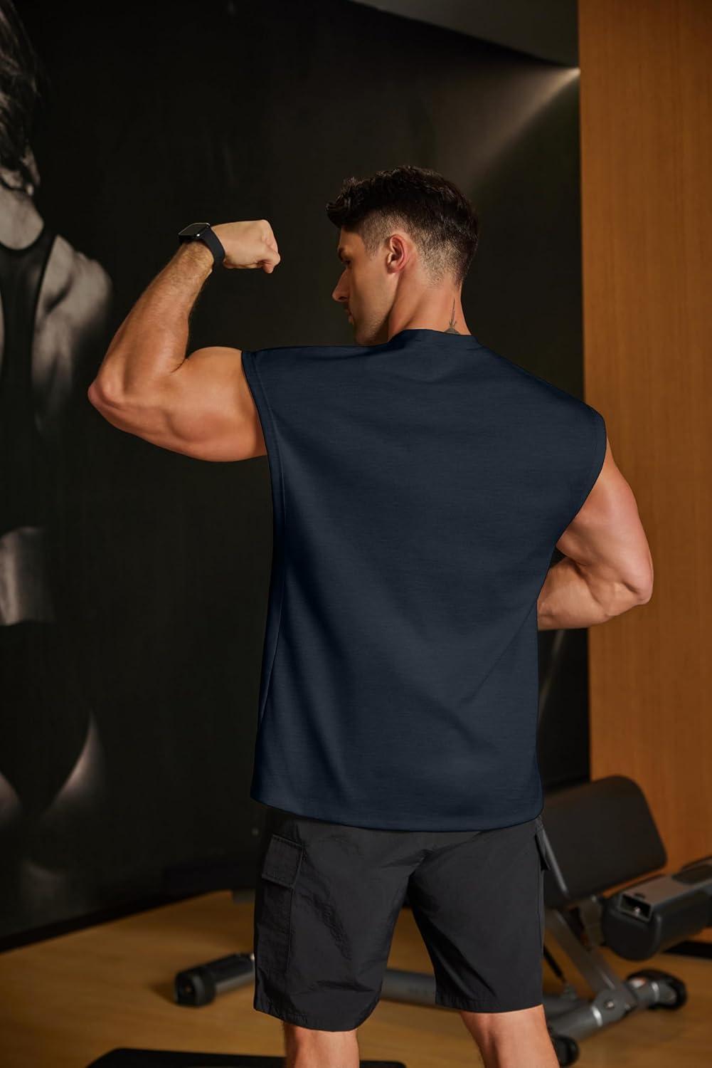 imageCOOFANDY Mens Workout Tank Tops Summer Sleeveless Tee Shirts Casual Stylish Gym Muscle Shirt Loose Fit for BasketballMidnight Blue