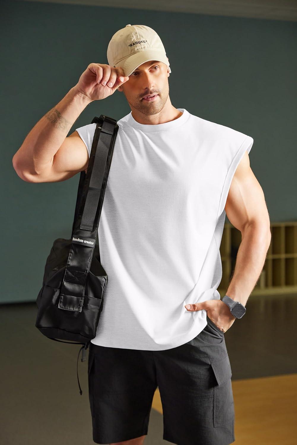 imageCOOFANDY Mens Workout Tank Tops Summer Sleeveless Tee Shirts Casual Stylish Gym Muscle Shirt Loose Fit for BasketballWhite