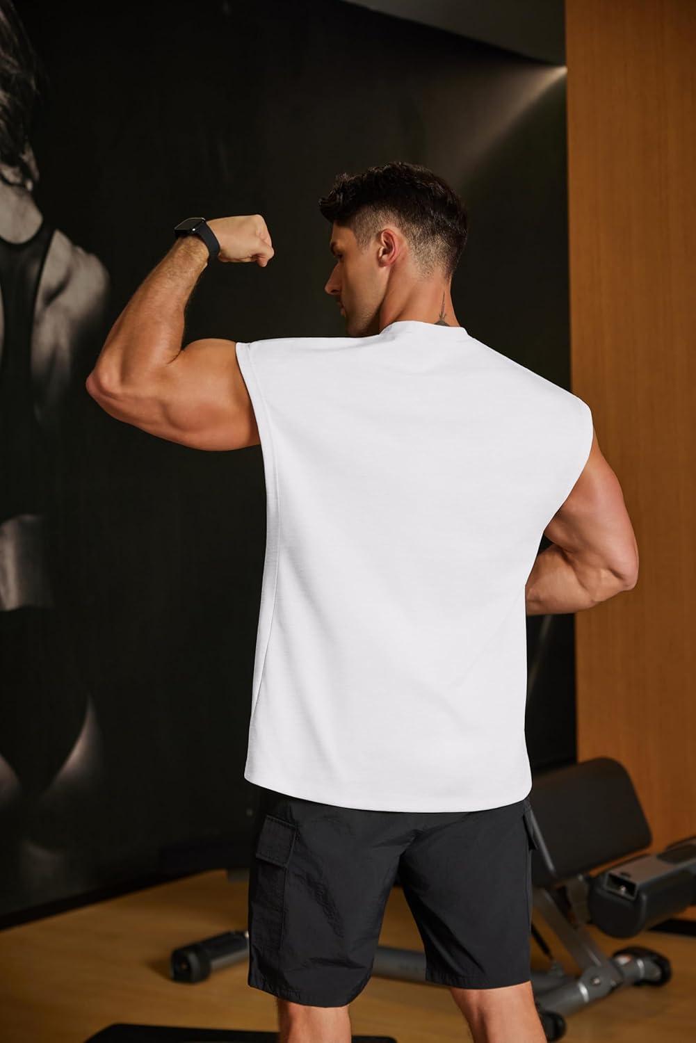 imageCOOFANDY Mens Workout Tank Tops Summer Sleeveless Tee Shirts Casual Stylish Gym Muscle Shirt Loose Fit for BasketballWhite