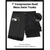 COOFANDY 2 in 1 Mens Swim Trunks 7 Inch Quick Dry Board Shorts Beach Swim Shorts Bathing Suit with Compression Liner(Black)