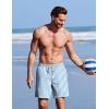 COOFANDY 2 in 1 Mens Swim Trunks 7 Inch Quick Dry Board Shorts Beach Swim Shorts Bathing Suit with Compression Liner(Blue Stripe)