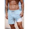 COOFANDY 2 in 1 Mens Swim Trunks 7 Inch Quick Dry Board Shorts Beach Swim Shorts Bathing Suit with Compression Liner(Blue Stripe)