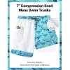 COOFANDY 2 in 1 Mens Swim Trunks 7 Inch Quick Dry Board Shorts Beach Swim Shorts Bathing Suit with Compression Liner(Blue Whale)