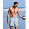 COOFANDY 2 in 1 Mens Swim Trunks 7 Inch Quick Dry Board Shorts Beach Swim Shorts Bathing Suit with Compression Liner(Deep Blue Plam Leaf)