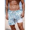 COOFANDY 2 in 1 Mens Swim Trunks 7 Inch Quick Dry Board Shorts Beach Swim Shorts Bathing Suit with Compression Liner(Deep Blue Plam Leaf)