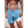 COOFANDY 2 in 1 Mens Swim Trunks 7 Inch Quick Dry Board Shorts Beach Swim Shorts Bathing Suit with Compression Liner(Light Blue)