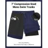 COOFANDY 2 in 1 Mens Swim Trunks 7 Inch Quick Dry Board Shorts Beach Swim Shorts Bathing Suit with Compression Liner(Navy Bule)