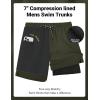 COOFANDY 2 in 1 Mens Swim Trunks 7 Inch Quick Dry Board Shorts Beach Swim Shorts Bathing Suit with Compression Liner(Olive Green)