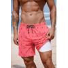 COOFANDY 2 in 1 Mens Swim Trunks 7 Inch Quick Dry Board Shorts Beach Swim Shorts Bathing Suit with Compression Liner(Pink Anchor)