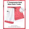 COOFANDY 2 in 1 Mens Swim Trunks 7 Inch Quick Dry Board Shorts Beach Swim Shorts Bathing Suit with Compression Liner(Pink Anchor)