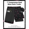 COOFANDY 2 in 1 Mens Swim Trunks 7 Inch Quick Dry Board Shorts Beach Swim Shorts Bathing Suit with Compression Liner(Pinkshark Black)