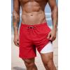COOFANDY 2 in 1 Mens Swim Trunks 7 Inch Quick Dry Board Shorts Beach Swim Shorts Bathing Suit with Compression Liner(Red)