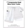 COOFANDY 2 in 1 Mens Swim Trunks 7 Inch Quick Dry Board Shorts Beach Swim Shorts Bathing Suit with Compression Liner(White)