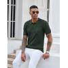 COOFANDY Knit Polo Shirts for Men Short Sleeve Textured Polo Shirt Slim Fit Summer Collared T Shirt with Pocket(Green)