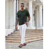 COOFANDY Knit Polo Shirts for Men Short Sleeve Textured Polo Shirt Slim Fit Summer Collared T Shirt with Pocket(Green)