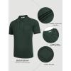 COOFANDY Knit Polo Shirts for Men Short Sleeve Textured Polo Shirt Slim Fit Summer Collared T Shirt with Pocket(Green)