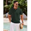 COOFANDY Knit Polo Shirts for Men Short Sleeve Textured Polo Shirt Slim Fit Summer Collared T Shirt with Pocket(Green)