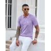 COOFANDY Knit Polo Shirts for Men Short Sleeve Textured Polo Shirt Slim Fit Summer Collared T Shirt with Pocket(Purple)