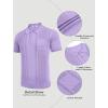 COOFANDY Knit Polo Shirts for Men Short Sleeve Textured Polo Shirt Slim Fit Summer Collared T Shirt with Pocket(Purple)