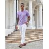 COOFANDY Knit Polo Shirts for Men Short Sleeve Textured Polo Shirt Slim Fit Summer Collared T Shirt with Pocket(Purple)