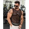 COOFANDY Men Casual Tank Tops Mesh Shirt See Through Sleeveless Shirts Muscle Fishnet Fitted Tee Clubwear Summer(Black)