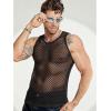 COOFANDY Men Casual Tank Tops Mesh Shirt See Through Sleeveless Shirts Muscle Fishnet Fitted Tee Clubwear Summer(Black)